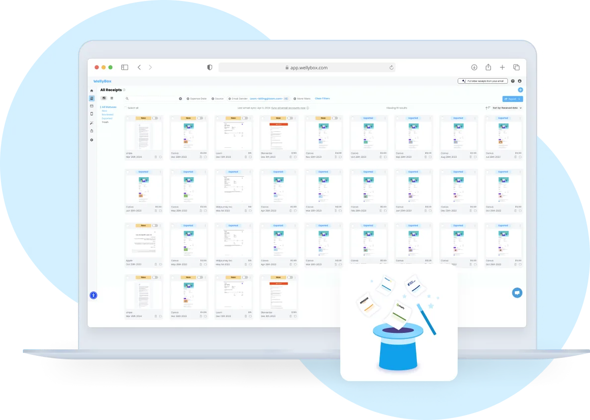 Find receipts in Gmail or Outlook